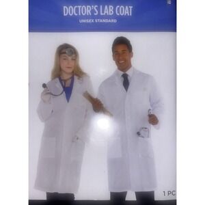 Doctor's Lab Coat White Suit Yourself Fancy Dress Up Halloween Adult Costume New
